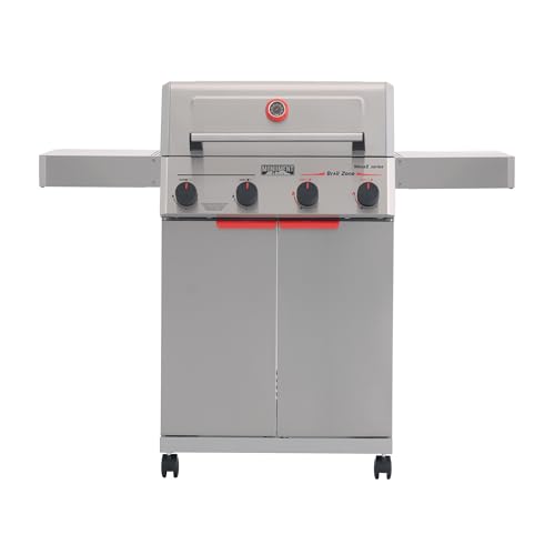 Monument Grills 4 Burner Stainless Steel Propane Mesa 2 Gas Grill, 500°F in 5 Mins, 525 sq.in, 37,000 BTU, with Broil Zone, Foldable Side Shelves, Kn