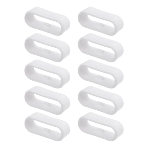 sourcing map 10Pcs Watch Band Strap Loops Silicone Replacement Fastener Rings Silicone Watch Holder Keeper for 18mm Width Watch Band, White