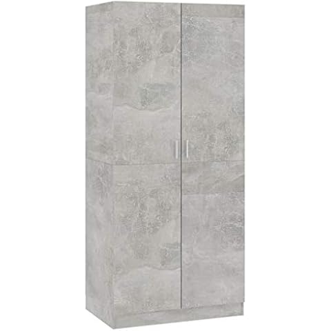 pedkit Kleiderschrank mit 2 Türen Standrschrank Schrank Schlafzimmer Garderobenschrank Betongrau 80×52×180 cm Spanplatte Cover