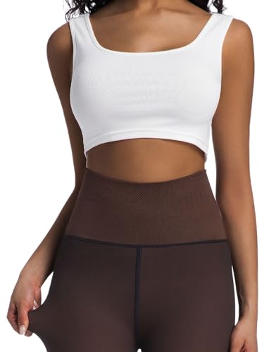 Image of Soxbang High Waisted One Seam Fleece Lined Tights,Seamless Control Compression Fake Translucent Dark Skin Insulated Tights
