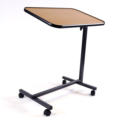 HMS-Vilgo Table de lit d'alité TA3909 - piètement en H, Grand Plateau réglable - 2 roulettes à Freins