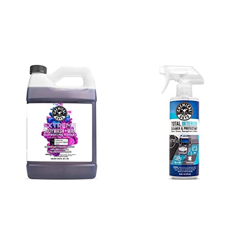 Chemical Guys CWS207 Extreme Bodywash & Wax Foaming Car Wash Soap, 128 fl oz, Grape Scent & SPI22016 Total Interior Cleaner and Protectant, Safe for Cars, Trucks, SUVs, Jeeps & More, 16 fl oz