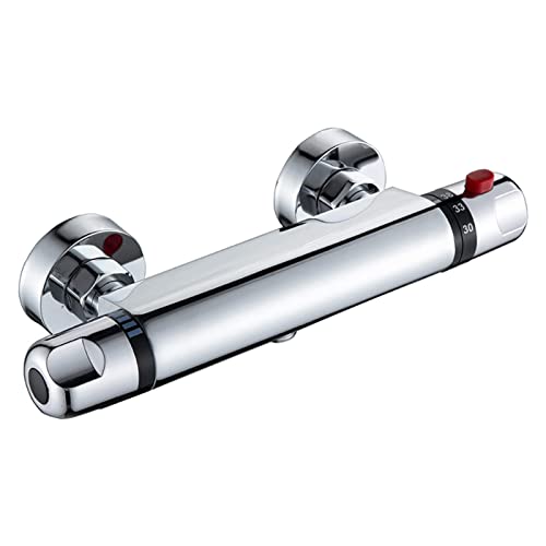 Aioneer Grifo Redondo De Latón con Temperatura Constante, Control De Temperatura, Ducha, Bañera, Válvula Mezcladora De Agua Caliente Y Fría, Grifo Montado En La Pared,Up-01