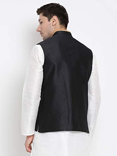 Image of VASTRAMAY Men's Beige Cotton Silk Blend Ethnic Jacket