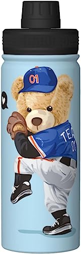 熊 熊柄 くま 野球 かわいい 可愛い アニメ 水筒 真空断熱 保温 保冷 スポーツボトル 人気 ステンレスボトル スポーツ飲料対応 漏れない 直飲み530ml 男の子 女の子 おしゃれ 大人 子供 グッズ キャラクター 雑貨 zj163