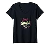 Mujer Sushi Maki Retro Hoso Maki Vintage Gourmet Japón Recuerdo Camiseta Cuello V