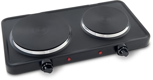 Evatronic - Table de cuisson électrique 2 feux - Domino, 2500W, Plaque chauffante double foyer, Voyants lumineux, Commutateurs manuels, Thermostat, Facile...