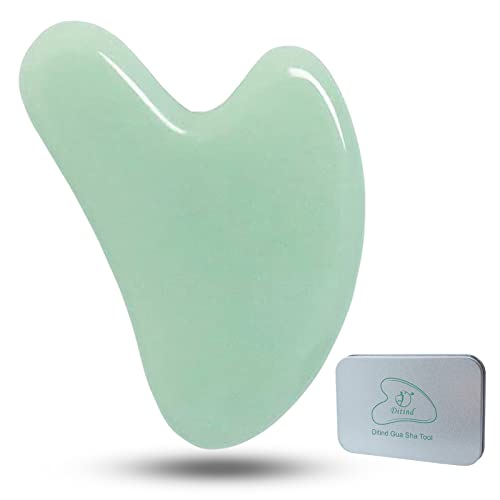 Ditind Gua Sha, Jade Gua sha Facial Tools, Guasha Tool for Face, Natural Jade Gua Sha Massage Tool, Scraping and SPA Acupuncture Therapy to Lift, Decrease Puffiness and Tighten.