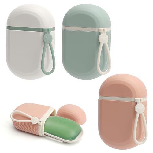 APOMOONS 3 Pièces Boite a Savon Voyage avec Égouttoir, Portable Porte Savon avec Poignée, Etanche Porte-Savons pour Voyages, Salle de Bains, Plein Air,...