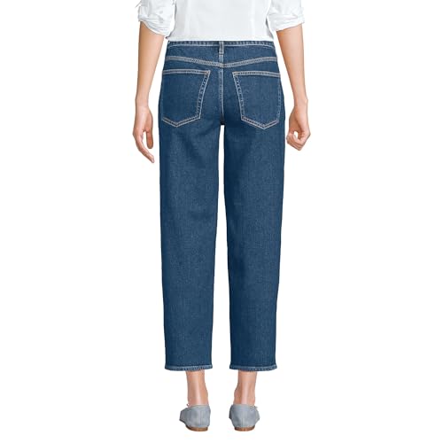 Lands' End Women's Soft Denim Mid Rise Relaxed Straight Crop Jeans2