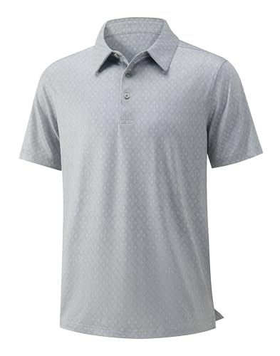 Mens Golf Shirts Short Sleeve Dry Fit Moisture Wicking Performance Polo Casual Print Collared Golf Polo