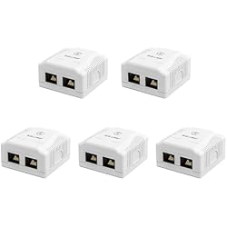 iwillink 2-Port Cat6 RJ45 Surface Mount Ethernet Box, 5-Pack