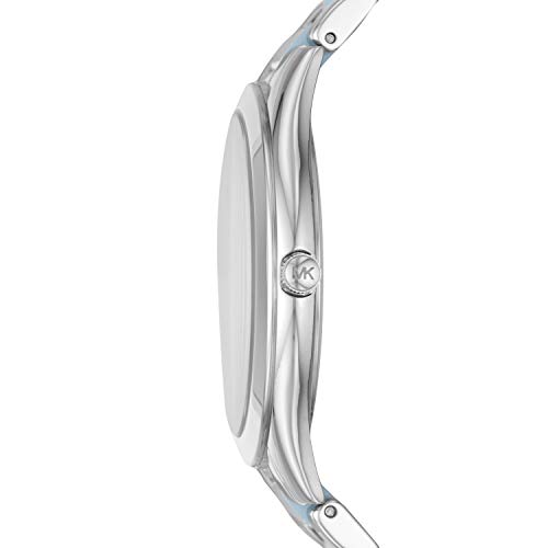 Image of Michael Kors Women's Slim Runway Three-Hand Stainless Steel Quartz Watch, Silver & Blue, Quartz Watch
