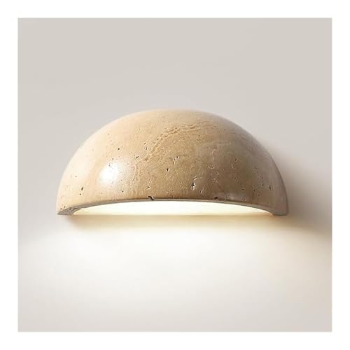 LUOYAOB Aplique de pared de travertino de media luna de mediados de siglo de 5,9 ″ Lámparas de pared modernas montadas en la pared Luces de pared de granja vintage (negro/amarillo)(Yellow)