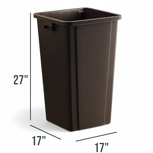 Image of 25 Gallon Brown Square Trash Can, Plastic, Commercial Use