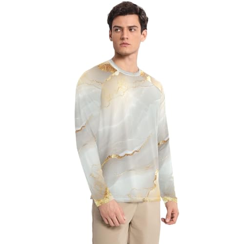 Marble White White Men's Rash Guard Shirts Lightweight Round Neck Long Sleeve Sun Protection UPF 50+ Water Fishing3