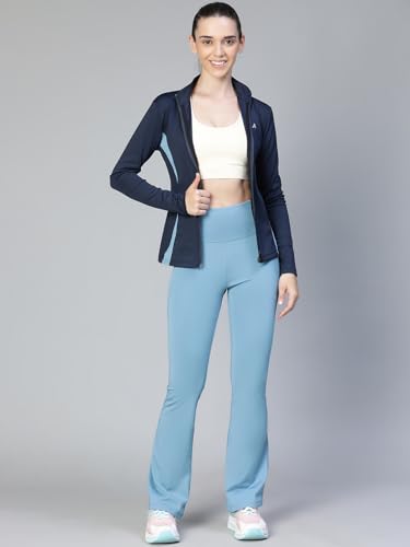 Image of WOMEN'S TRAINING JACKET LIGHTWEIGHT, BREATHABLE, STRETCHABLE & COMFORTABLE ACTIVEWEAR FOR GYM, RUNNING, YOGA, CYCLING, WALKING & OUTDOOR ACTIVITIES (IN, Alpha, L, Regular, Navy Blue)