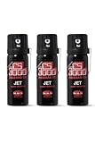 3 Piezas CS 3000 KO-Spray 50 ml 'Jet' de Chorro Ancho CS Gas con Clip de Metal en el Lateral CS 3000 lacrimógenos Spray de Defensa contra Personas - la posesión está permitida