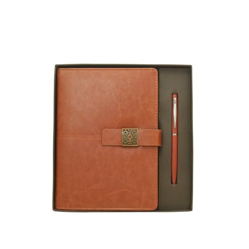 Image of 2 in 1 Diary & Metal Ball Pen Combo Gift Set for Men | 192 Pages Premium Notebook (80 GSM) | Best Gift for Husband, Boyfriend, Anniversary, Birthday & Special Occasions (Tan)