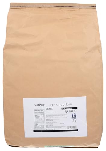 Nutiva Organic Gluten-Free Coconut Flour, 25 Pound, USDA Organic & Non-GMO, Whole 30 Approved, Vegan & Gluten-Free, High-Fiber and Non-Grain Flour Alternative for Cooking & Baking