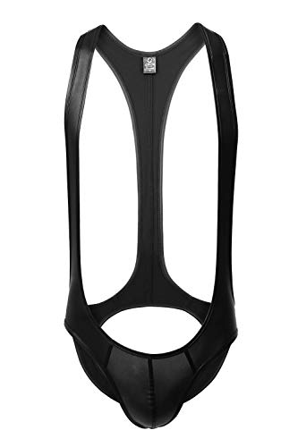 WOWHOMME Shapewear Tops Tank Bodysuit Leotard Swimwear Mens Underwear Wh40 (L, Leotard(Black Faux Leather) C12) WOWHOMME Shapewear Tops Tank Bodysuit Leotard Swimwear Mens Underwear Wh40 (L, Leotard(Black Faux Leather) C12)