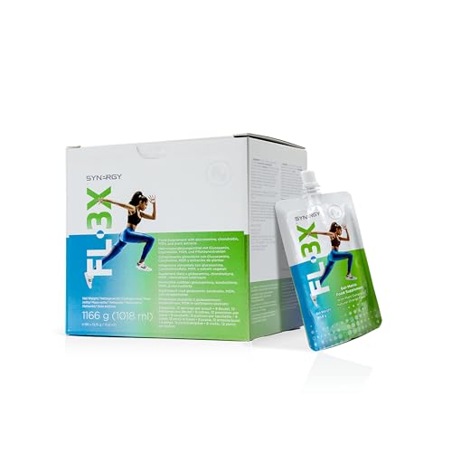 Synergy WorldWide FL-3X | Integratore sportivo con 500 mg di glucosamina, 300 mh di condroitina e 125 mg di MSM | Salute della mobilità articolare | Senza glutine | 8 bustine | 96 dosi per confezione