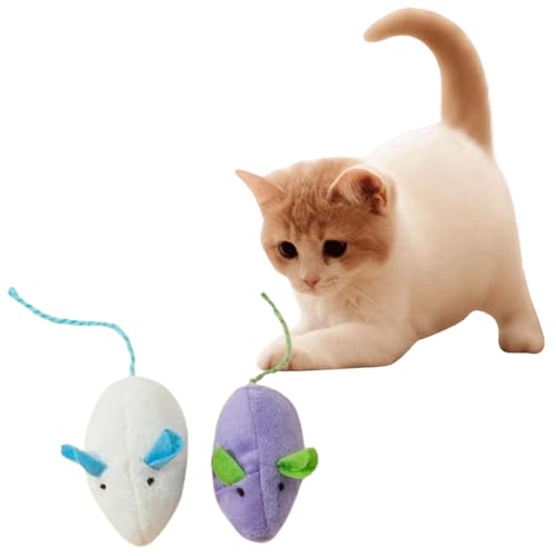Image of Woofy 2 pcs Plush Mouse Cats Rattling Mice Amusement Toys Catnip Mice Toys Cat Mice Toys Kitten Stuffed Animal Toy Cat Catching Toy Mouse - Color May Vary