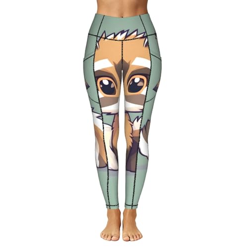 Leggings para correr con estampado de mapache y cintura alta 2