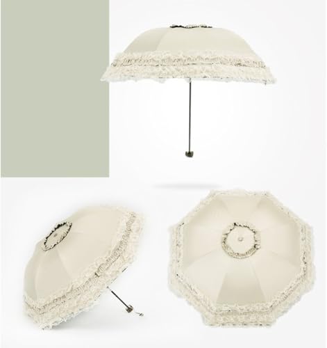 Honeystore Princess Lace Ultraviolet-Proof Folding Umbrella Anti-uv Dome Parasol Style1 Ivory