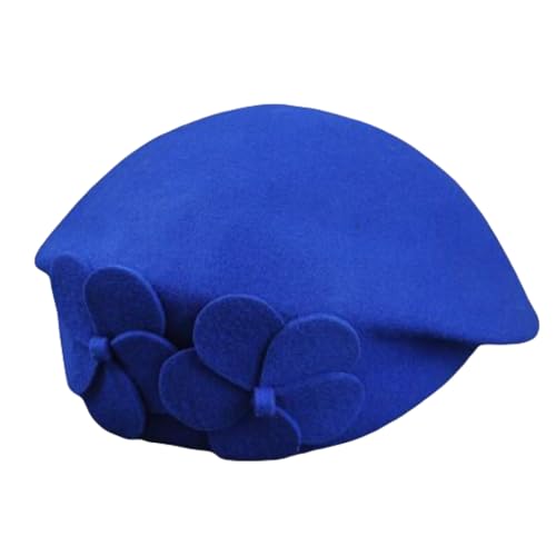 Béret femme en feutre de laine avec détails floraux élégants pour l'hiver