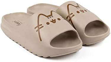 Pusheen Girls Sliders | Kids Brown Moulded Ridge Bottom Sandals | Cartoon Cat Beachwear Summer Pool Shoes | Slip-on Footwear | Image 3