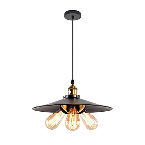 Plafonnier industriel rétro noir à 3 lumières avec suspension réglable E27 NAMFHZW