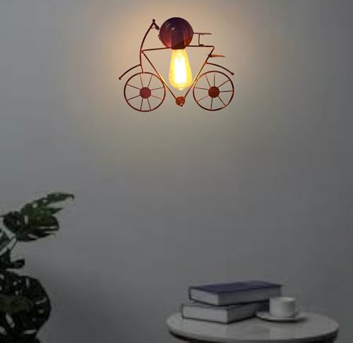 Image of GreyWings Vintage Cycle Shaped Wall Light for Home Decor, Black Wall Lamp, Decorative Industrial Style, (Bulb Not Included) Small Pack of 2