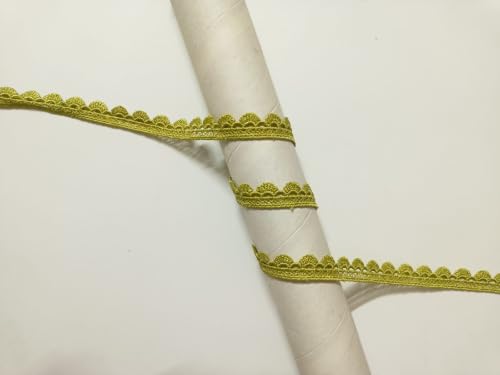 Image of Swag White Cotton Trim Laces and Borders Material for Saree Border, Suit, Kurta, Dupatta, Blouse, Gown, Lehenga & Neckline (Lemon Green, 9 Meter)