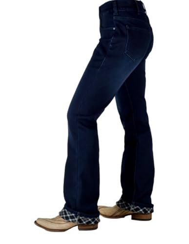 Cowgirl Tuff Western Jeans Womens Flannel M X-Long Dark Wash JPULLF2