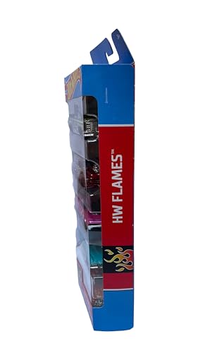 Image of Hot Wheels Car 2024 HW Flames Pack of 5 (56 Ford F-100, 83 Chevy Silverado, 64 Impala, Blvo Bruiser, Muscle Speeder) Multi - Color