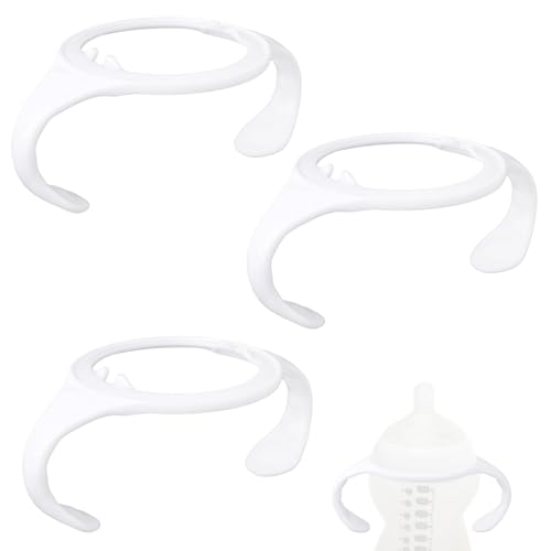 3pcs Baby Bottle Handles for Tommee Tippee, BPA-Free Ergonomic Non-Slip Bottle Holder Replacement Parts for Newborn Feeding (White)