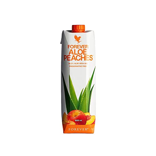 Forever Living Products Aloe Peaches, 1000ml, Peach Flavored Aloe Vera Gel, 83.4% pure inner leaf Aoe Vera gel, No added preservatives, Gluten Free, Vegan friendly