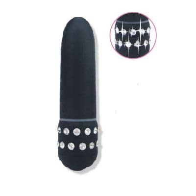 Erotic Point Vibrador Personal 6 5Cm Multivelocidade Com Strass Preto - Lovetoys Preto