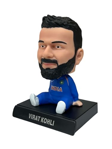 Image of AUGEN Super Hero Virat Kohli Action Figure Limited Edition Bobblehead with Mobile Holder for Car Dashboard, Office Desk & Study Table (Pack of 1)