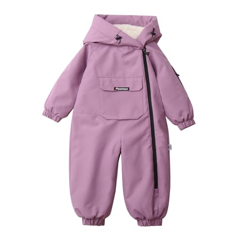 Traje de esquí infantil impermeable con capucha y terciopelo