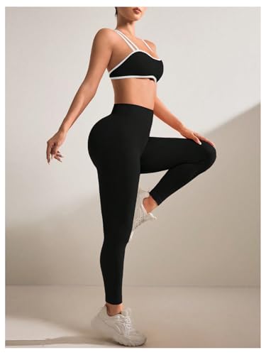 SHENHE Women's Seamless Workout Set Cross Back Sports Bra High Waist Leggings 2 Piece Tracksuit4