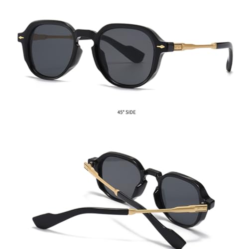 Lunettes de soleil ovales rétro femmes verres dégradés rivets UV400 bleu - 4