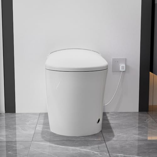 Inodoro Inteligente Moderno con Bidé Integrado para Baño, Asiento Auto Abre/Cierra, Sensor de Pie, Pantalla LED, Secador de Aire Caliente, Gris Mate (Blanco + Porcelana + Baño) miniatura 5