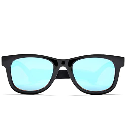 Hycredi Flexible Polarized Baby Sunglasses With Strap For Newborn Infant Toddler Age 0-18 Months，100% Uv Protection (Glossy Black/Mirrored Blue) #TOP3