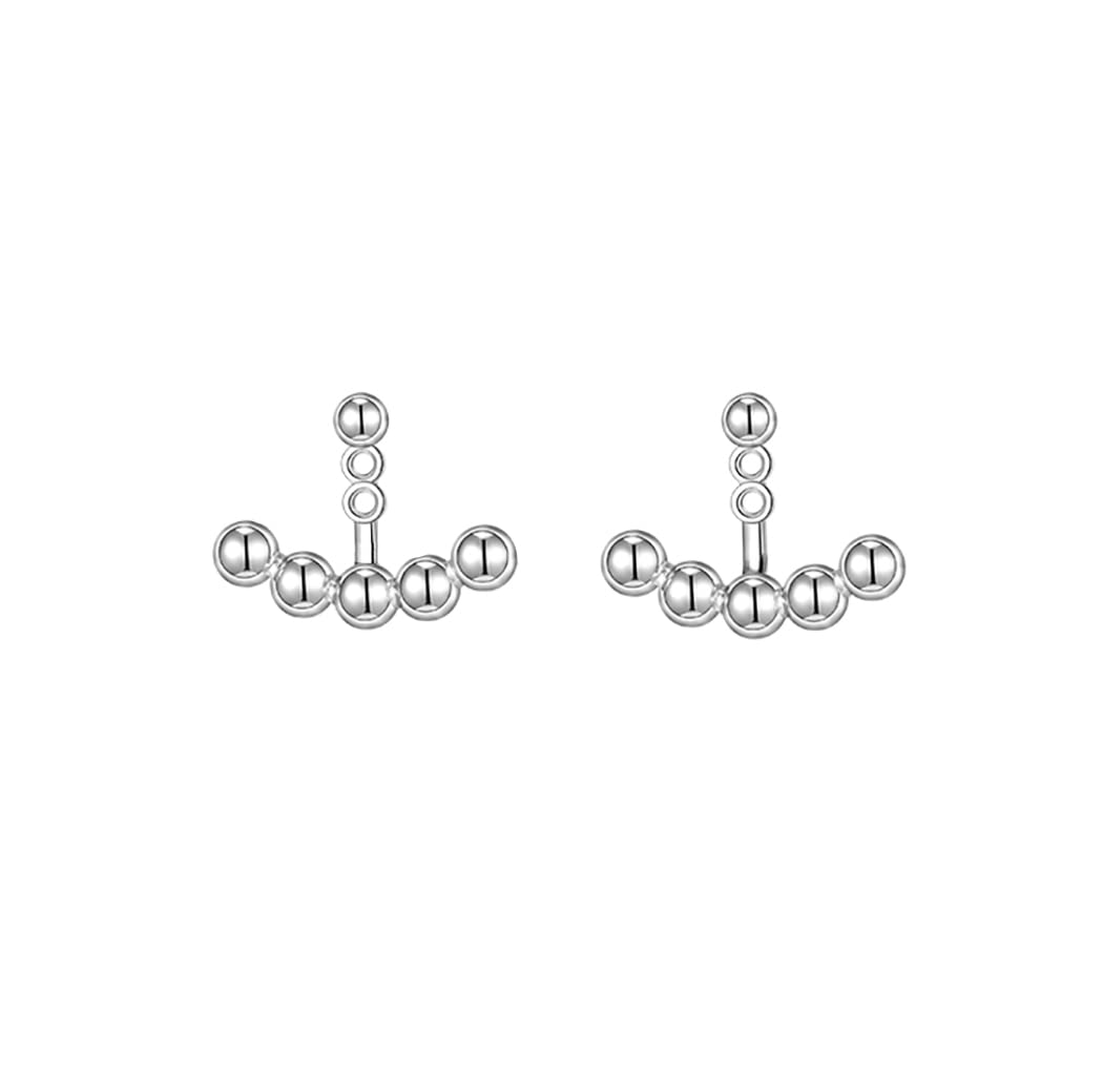 SLUYNZ925 Sterling Silver Ball Earrings Jacket for Women Teen Girls Minimalism Jacket Earrings Ball Studs