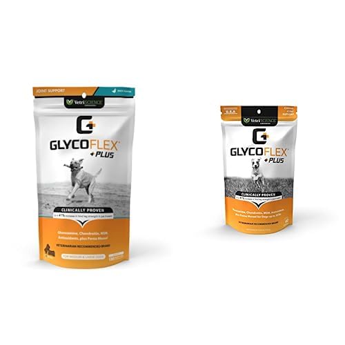 Glycoflex Plus Clinically Proven Dog Hip and Joint Supplement, 120 Chews & Glycoflex Plus Clinically Proven Dog Hip and Joint Supplement for Small Dogs, 60 Chews