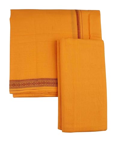 Image of Authentic Sambalpuri Handloom Cotton Unstitched Dhoti with Utari for Men | Traditional Odisha Weave Ikat Dhoti for Festive & Religious Wear