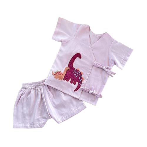 Image of Organic Cotton Jhabla Set for Infants and Toddlers | Front Buttons Unisex Jabla | Soft Mulmul
