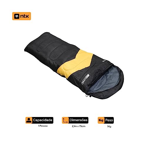 ntk, Saco de Dormir Tipo Sarcófago Viper, com Faixa de Temperatura entre 5°C à 12°C, com Capuz Incor